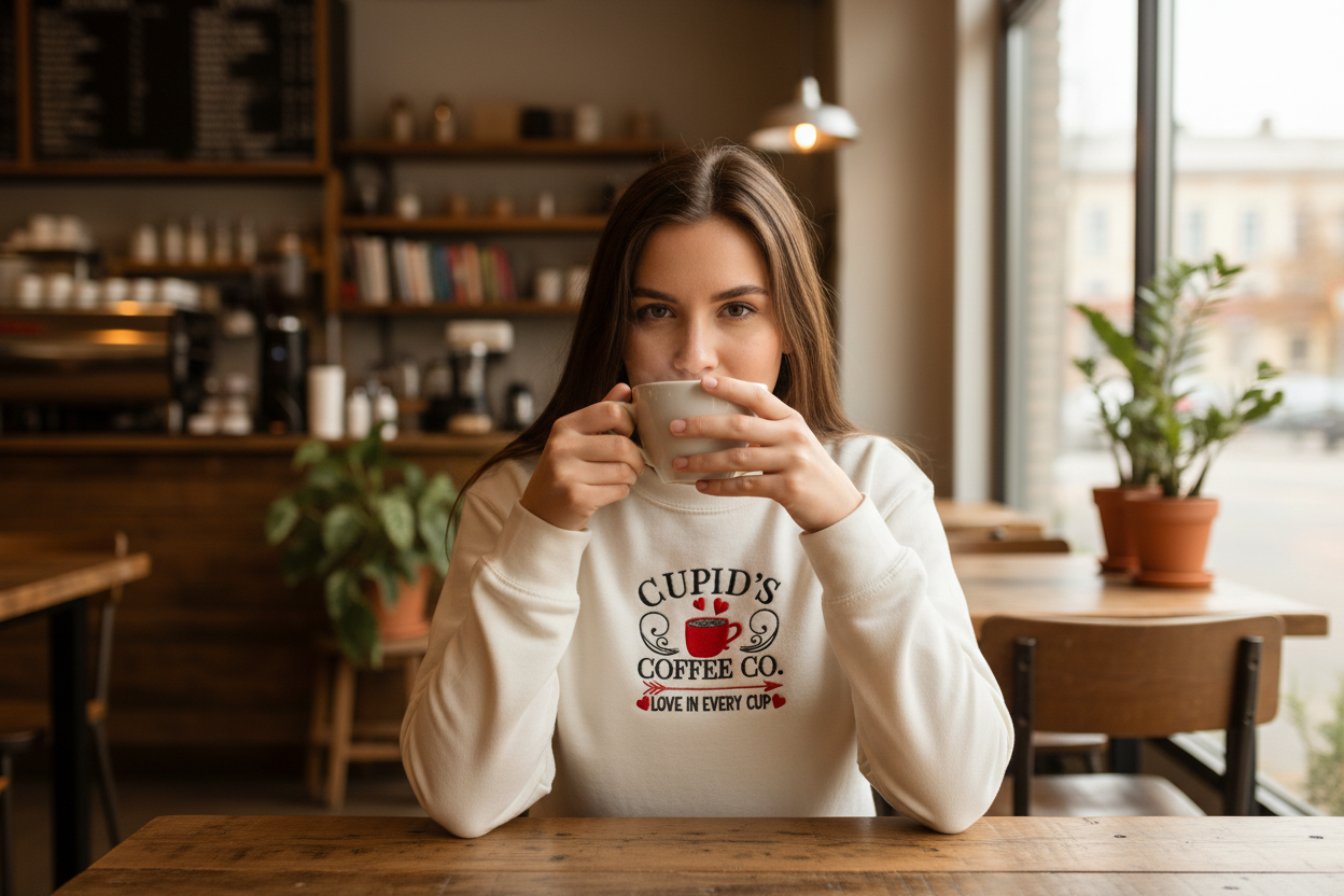 Cupid's Coffee Company Sweatshirt Mockup