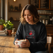 Cupid's Coffee Sweatshirt - Black on Female Model