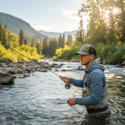 Embroidered Fly Fishing Hat on Model