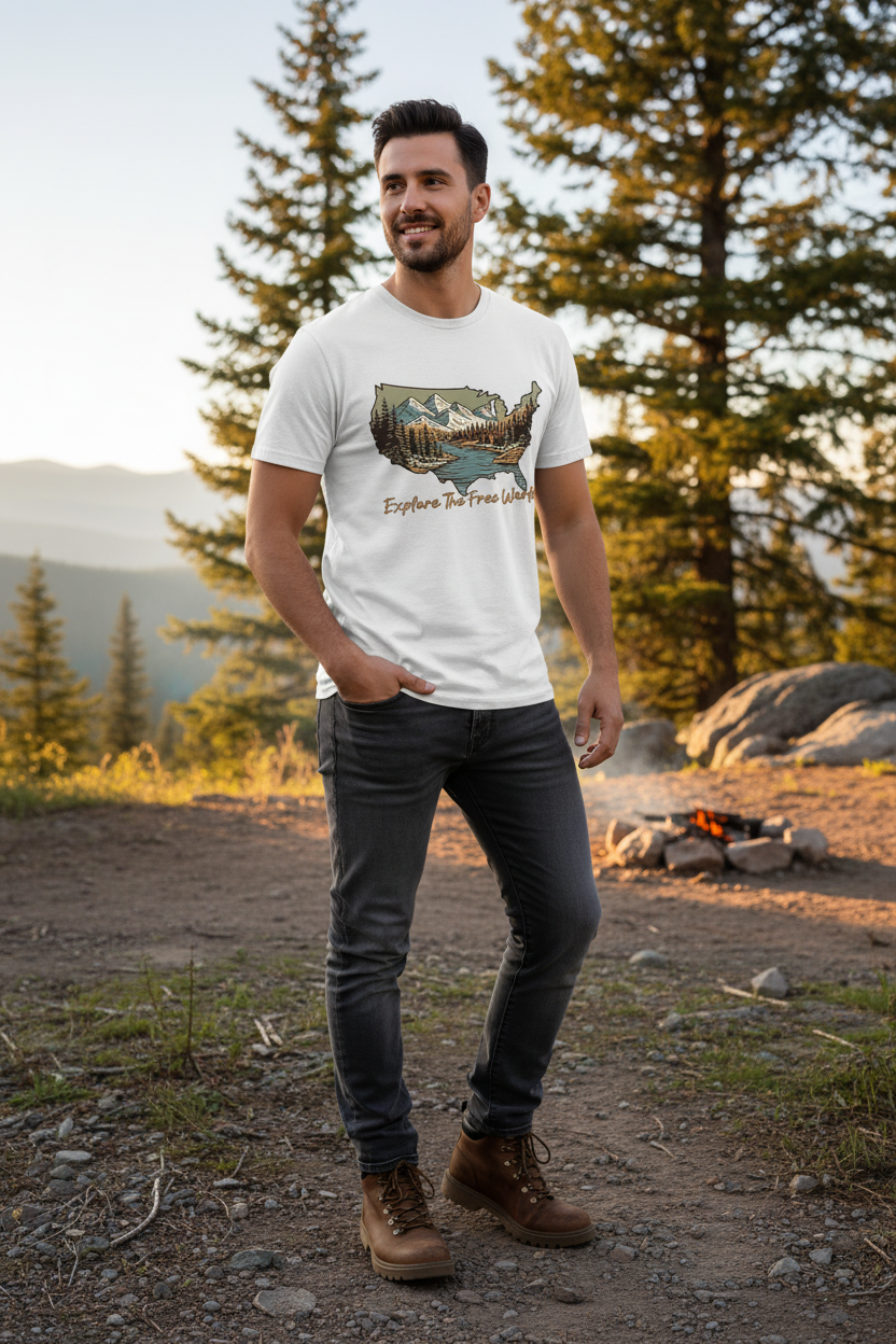 Explore The World Adventure Map T-Shirt - White