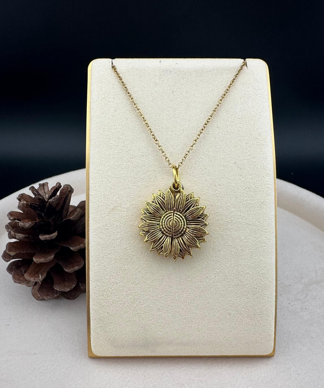 Personalized Sunflower Necklace with Hidden Message