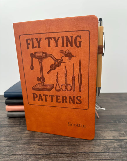 Personalized Fly Tying Patterns Journal, Custom Engraved Fly Fishing Notebook, Fly Fisherman Gift, Trout Fishing Journal