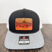 Cutthroat Trout Hat, Richardson 112 Trucker Cap, Engraved Trout Leatherette Patch, Fly Fishing Gift for Him, Angler Hat