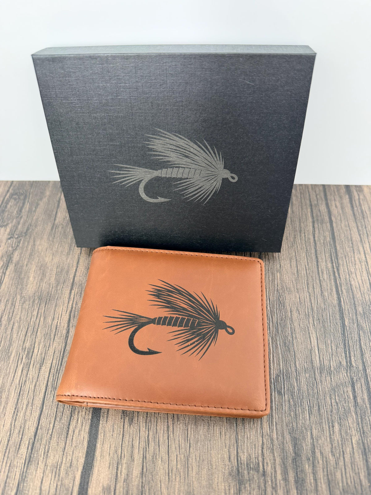 Fly Fishing Engraved RFID Wallet with Matching Gift Box