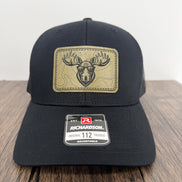 Moose Hat, Moose Trucker Hat, Richardson 112 Hat, Moose with Sunglasses, Leather Patch Hat, Outdoorsman Gift for Men