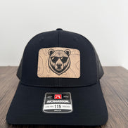 Bear Hat, Bear Trucker Hat, Richardson 112 Hat, Bear with Sunglasses, Leatherette Patch Hat, Outdoorsman Gift for Men