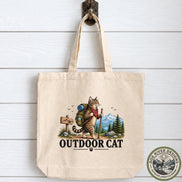 Outdoor Cat Tote Bag, Adventure Cat Bag, Cat Lover Gift, Hiking Cat Tote, Camping Cat Gift, Nature Lover Tote, Cat Mom Gift