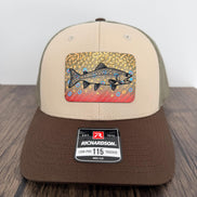 Brook Trout Hat, Richardson 115 Trout Fishing Hat, Leatherette Patch Trucker Cap, Fly Fishing Gift for Him, Angler Hat