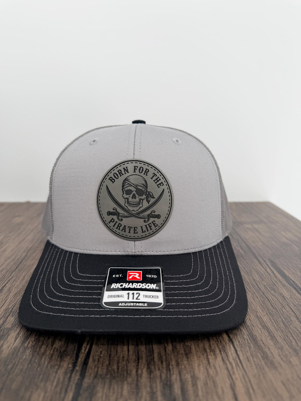 Pirate Hat, Jolly Roger Trucker Hat, Richardson 112 Hat, Skull and Crossbones Hat, Leather Patch Hat, Pirate Gift for Men