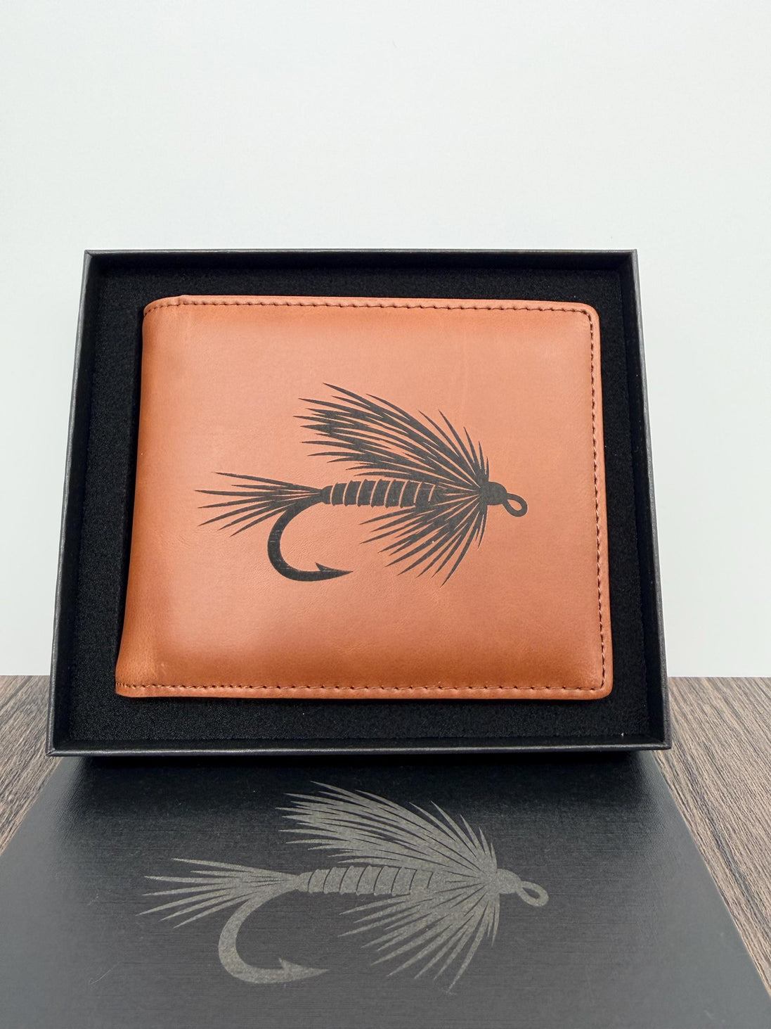 Fly Fishing Engraved RFID Wallet with Matching Gift Box