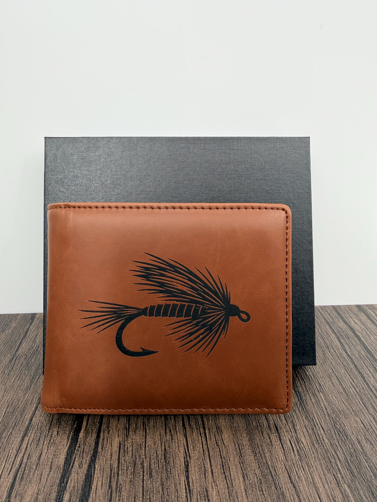 Fly Fishing Engraved RFID Wallet with Matching Gift Box