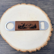 Elk Bottle Opener, Laser Engraved Leatherette Opener, Elk Hunter Gift, Mountain Wildlife Gift, Hunting Gift for Men, Outdoorsman Gift