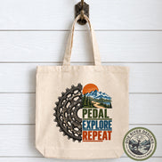Mountain Bike Tote Bag, Pedal Explore Repeat, MTB Gift, Cyclist Gift, Bike Lover Gift, Cycling Tote, Trail Rider Gift