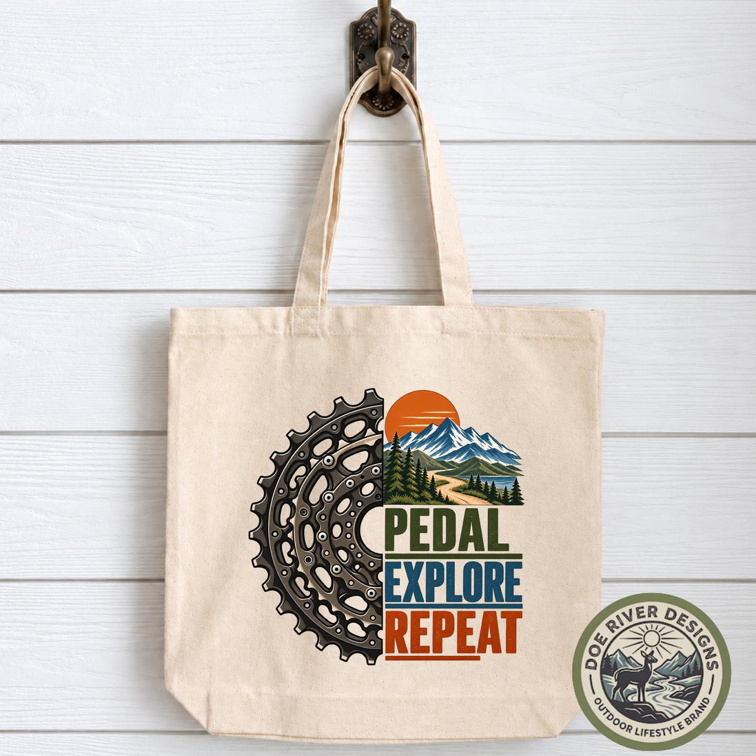 Mountain Bike Tote Bag, Pedal Explore Repeat, MTB Gift, Cyclist Gift, Bike Lover Gift, Cycling Tote, Trail Rider Gift