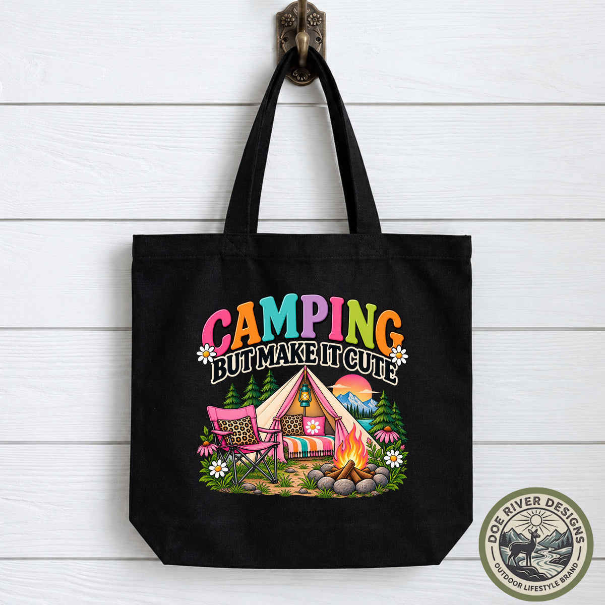 Camping Tote Bag, Cute Camping Bag, Camping Gift for Her, Camper Gift, Canvas Tote Bag, Camping Lover Gift, Outdoor Adventure Bag