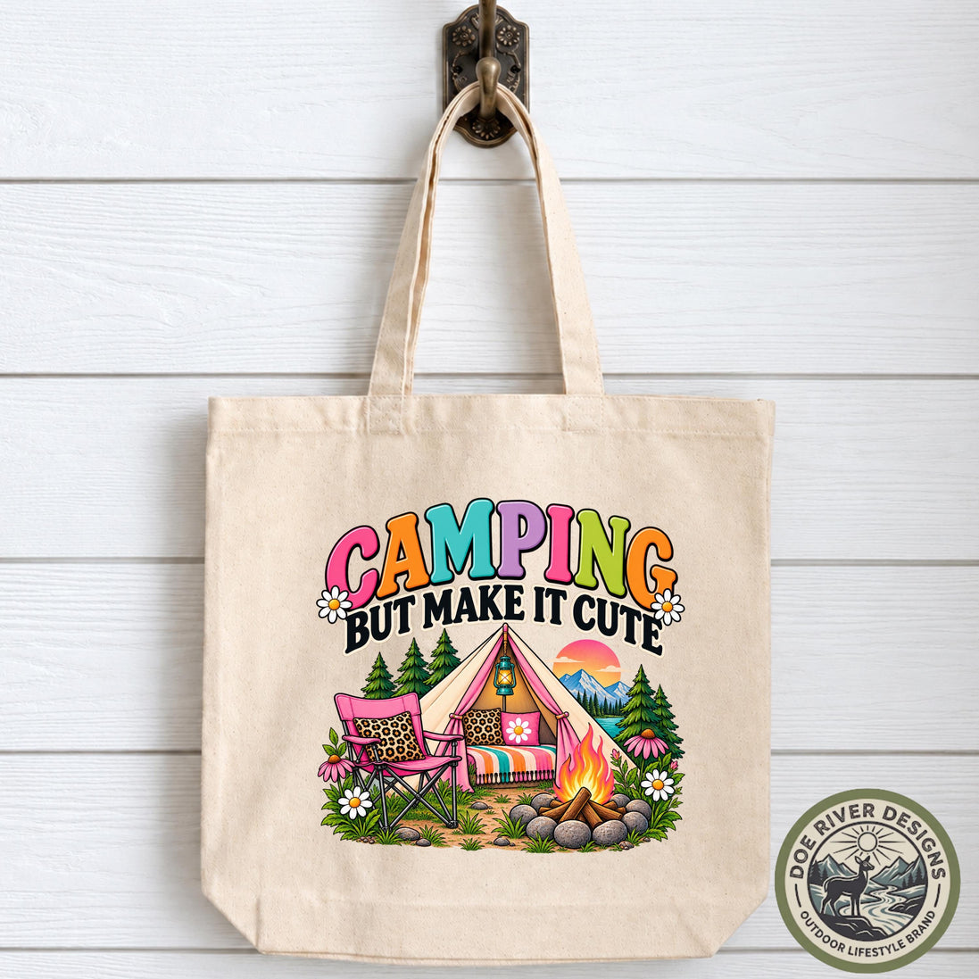 Camping Tote Bag, Cute Camping Bag, Camping Gift for Her, Camper Gift, Canvas Tote Bag, Camping Lover Gift, Outdoor Adventure Bag