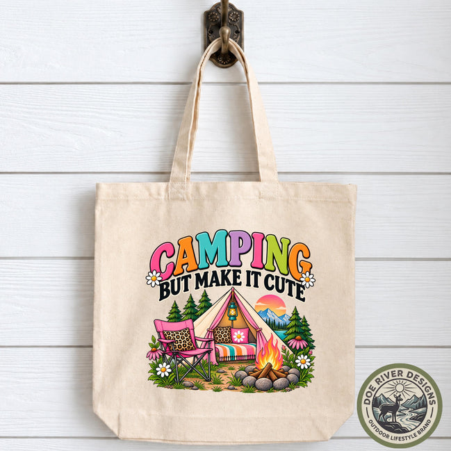 Camping Tote Bag, Cute Camping Bag, Camping Gift for Her, Camper Gift, Canvas Tote Bag, Camping Lover Gift, Outdoor Adventure Bag
