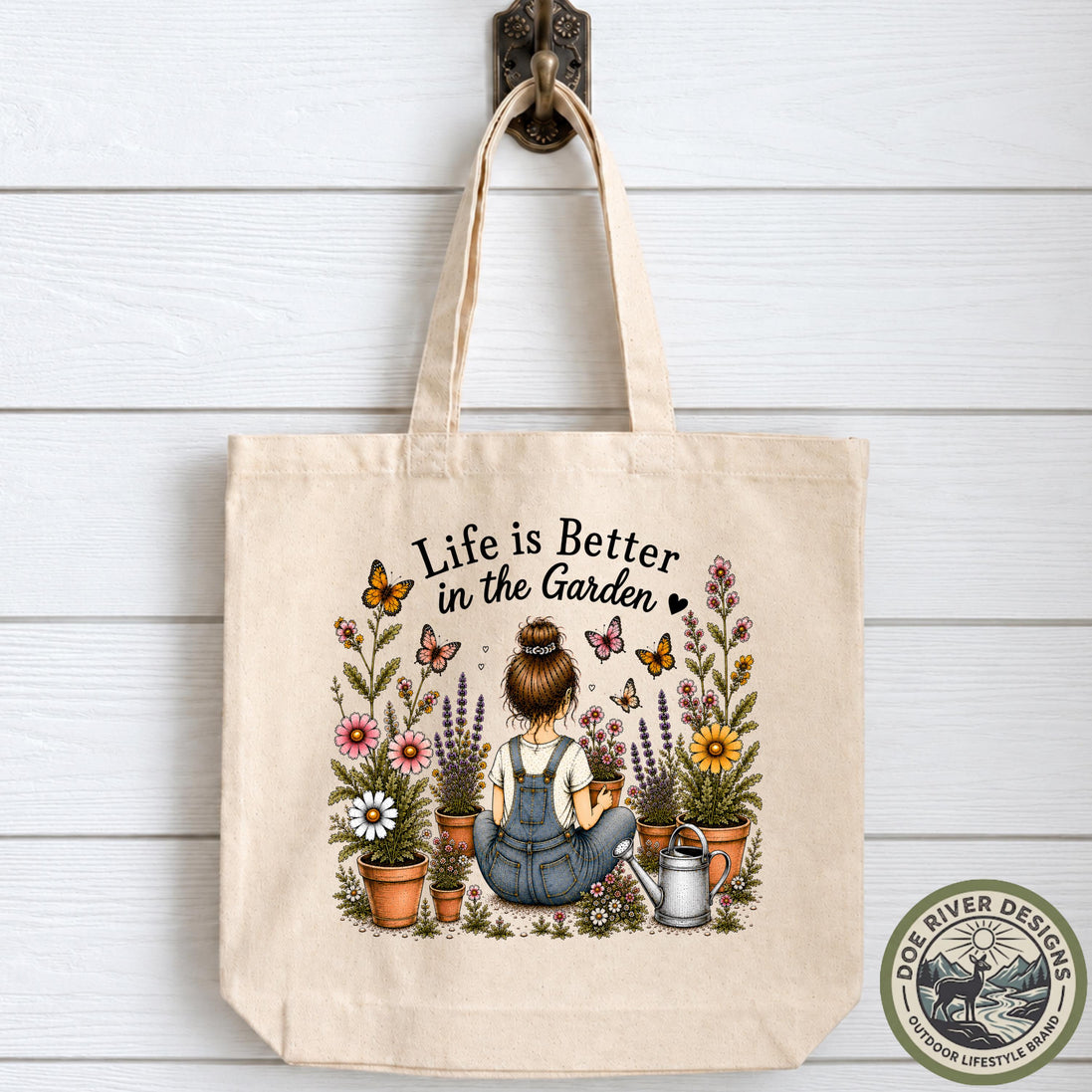 Garden Tote Bag, Life Is Better in the Garden, Gardening Tote Bag, Gardener Gift, Garden Lover Gift, Floral Tote Bag