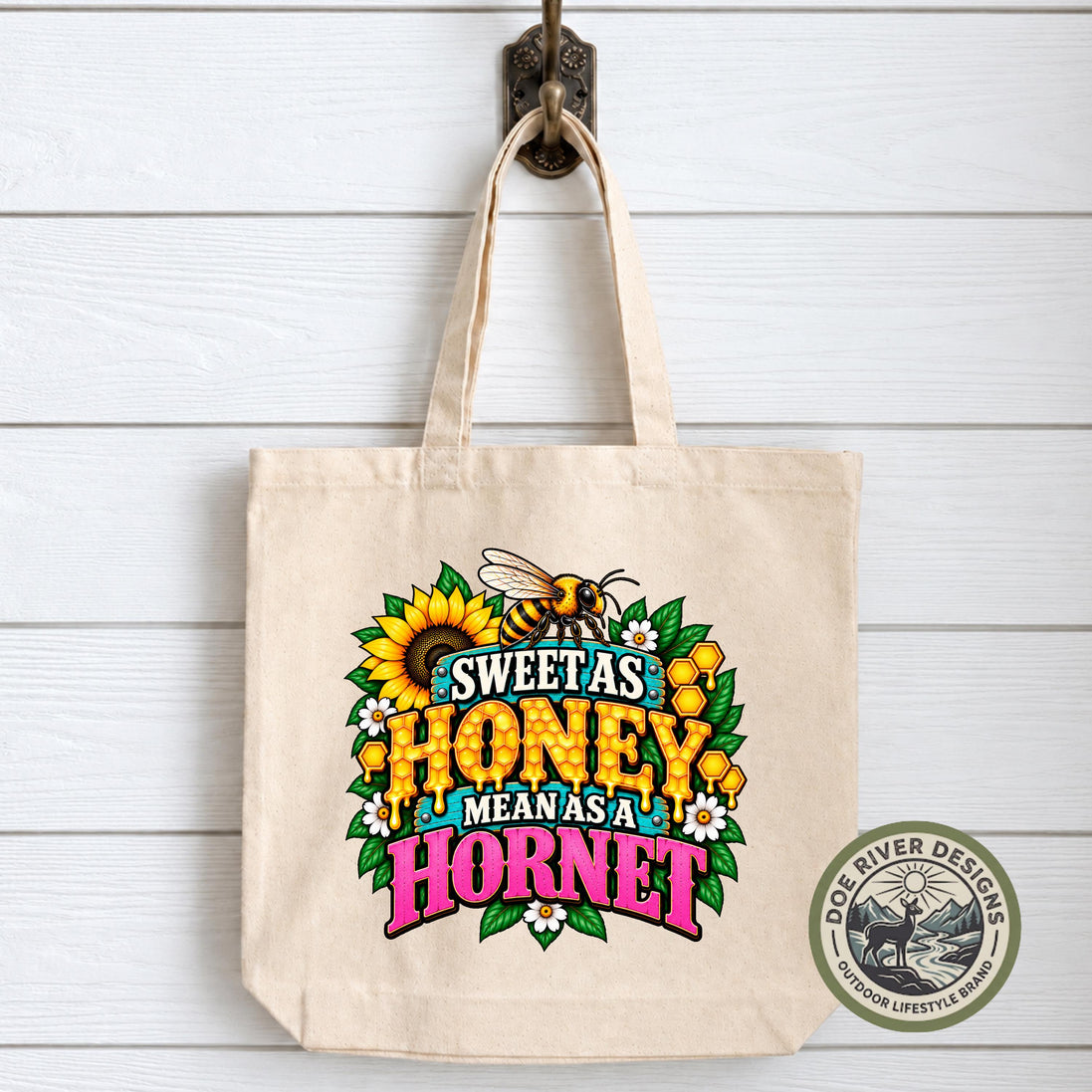 Bee Tote Bag, Sweet as Honey Mean as a Hornet, Southern Tote Bag, Funny Southern Gift, Bee Lover Gift, Southern Girl Tote