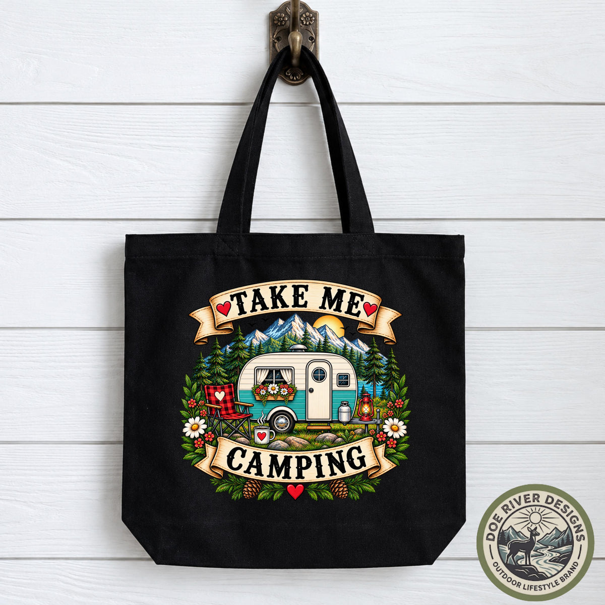 Camping Tote Bag, Take Me Camping Tote, Camper Gift, Camping Lover Gift, Camping Gift for Her, Happy Camper Bag, Canvas Tote Bag