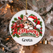 Personalized Cat Christmas Ornament, Meowy Christmas Ornament, Custom Cat Name Ornament, Cat Lover Gift, Cat Mom Gift, Pet Christmas