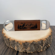 Elk Bottle Opener, Laser Engraved Leatherette Opener, Elk Hunter Gift, Mountain Wildlife Gift, Hunting Gift for Men, Outdoorsman Gift