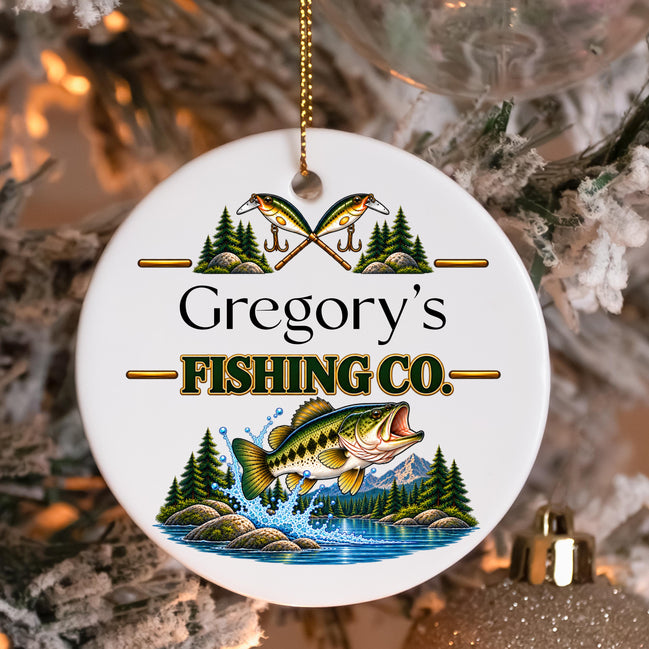 Personalized Bass Fishing Ornament, Custom Name Fisherman Christmas Ornament, Bass Fisherman Gift, Angler Gift, Fishing Christmas Keepsake