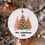 Personalized Christmas Ornament, Custom Name Ceramic Ornament, Colorful Christmas Tree Ornament, Personalized Keepsake, Christmas Gift