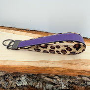 Personalized Leopard Print Wristlet Keychain, Leopard Key Fob, Custom Name Laser Engraved Leatherette Keychain, Gift for Her