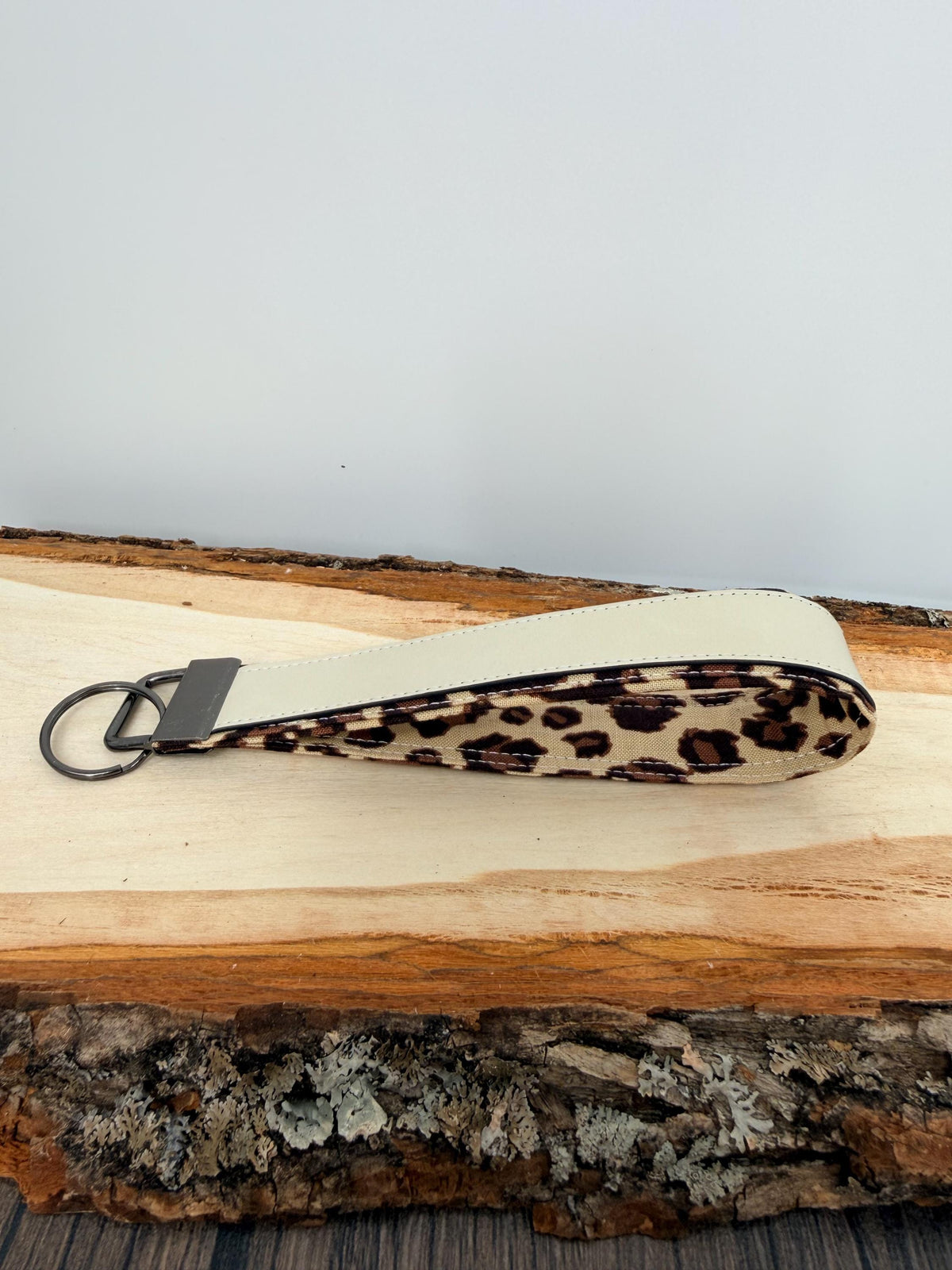 Personalized Leopard Print Wristlet Keychain, Leopard Key Fob, Custom Name Laser Engraved Leatherette Keychain, Gift for Her