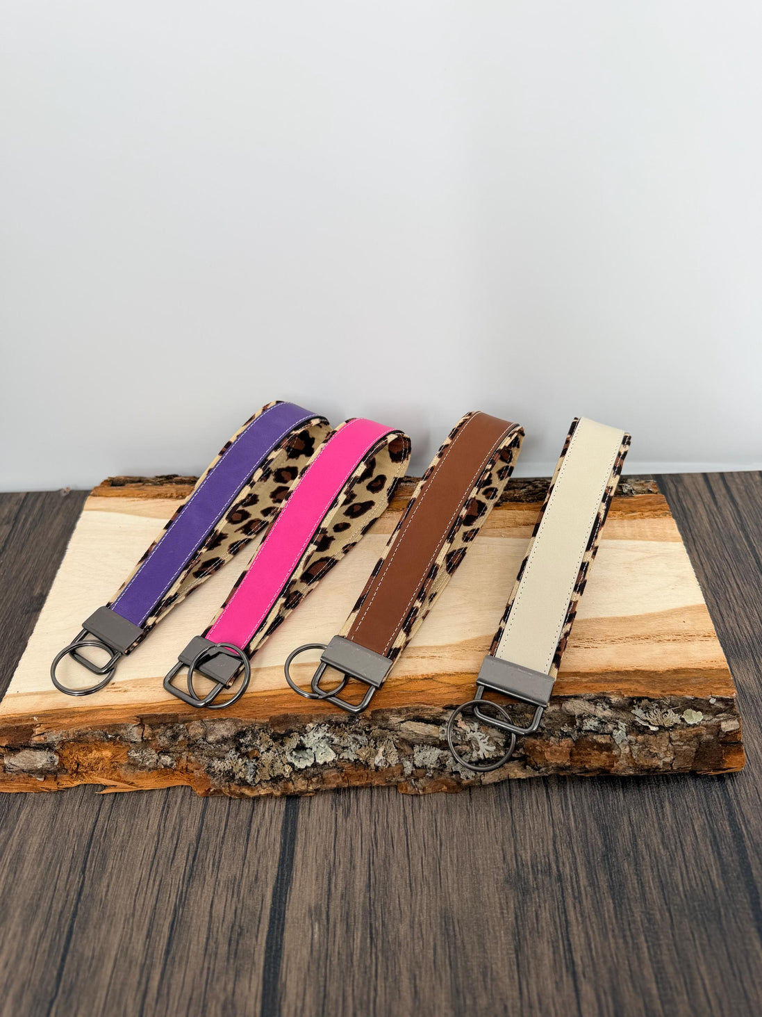 Personalized Leopard Print Wristlet Keychain, Leopard Key Fob, Custom Name Laser Engraved Leatherette Keychain, Gift for Her