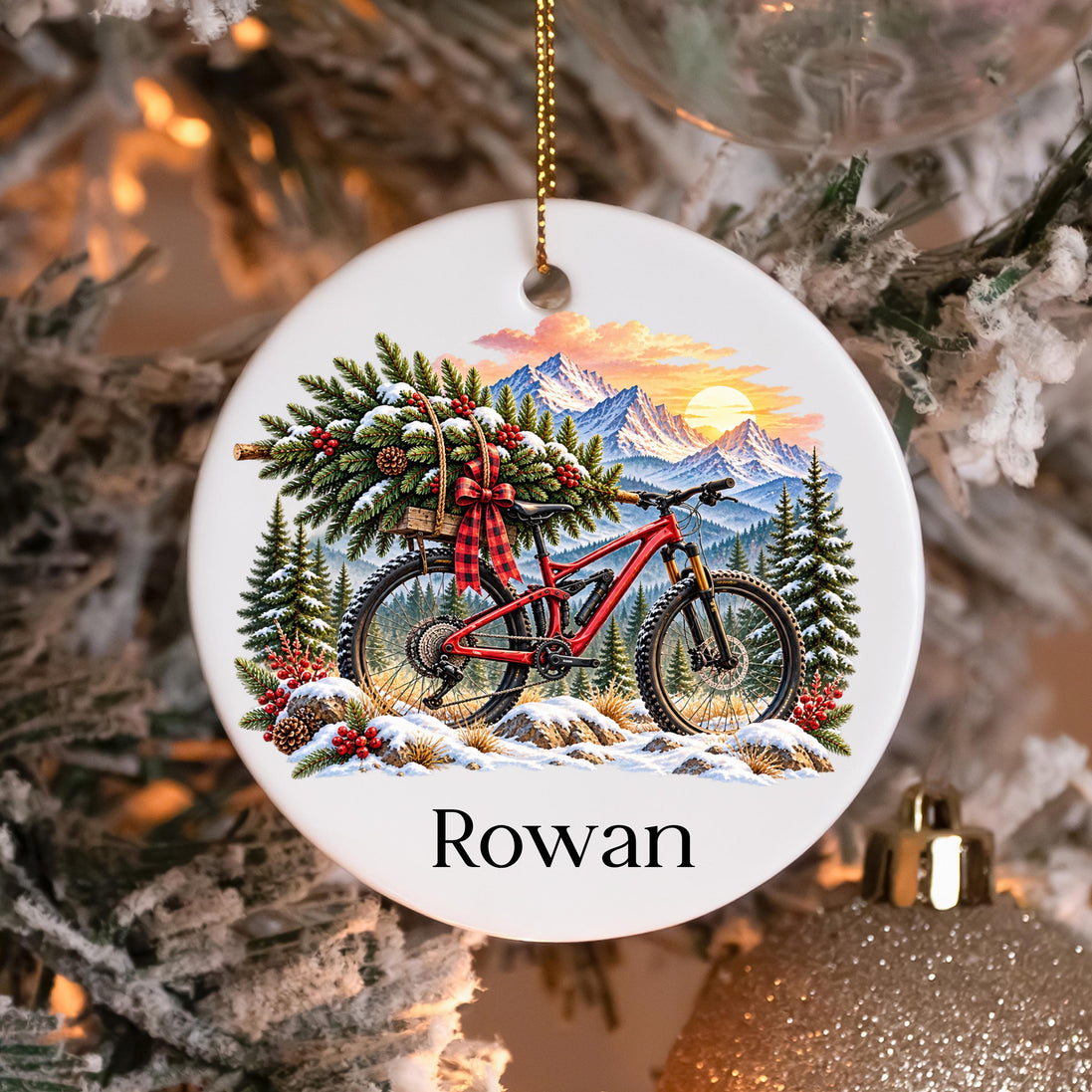 Personalized Mountain Bike Ornament, Custom Name MTB Christmas Ornament, Mountain Biker Gift, Cyclist Gift, Bike Lover Keepsake