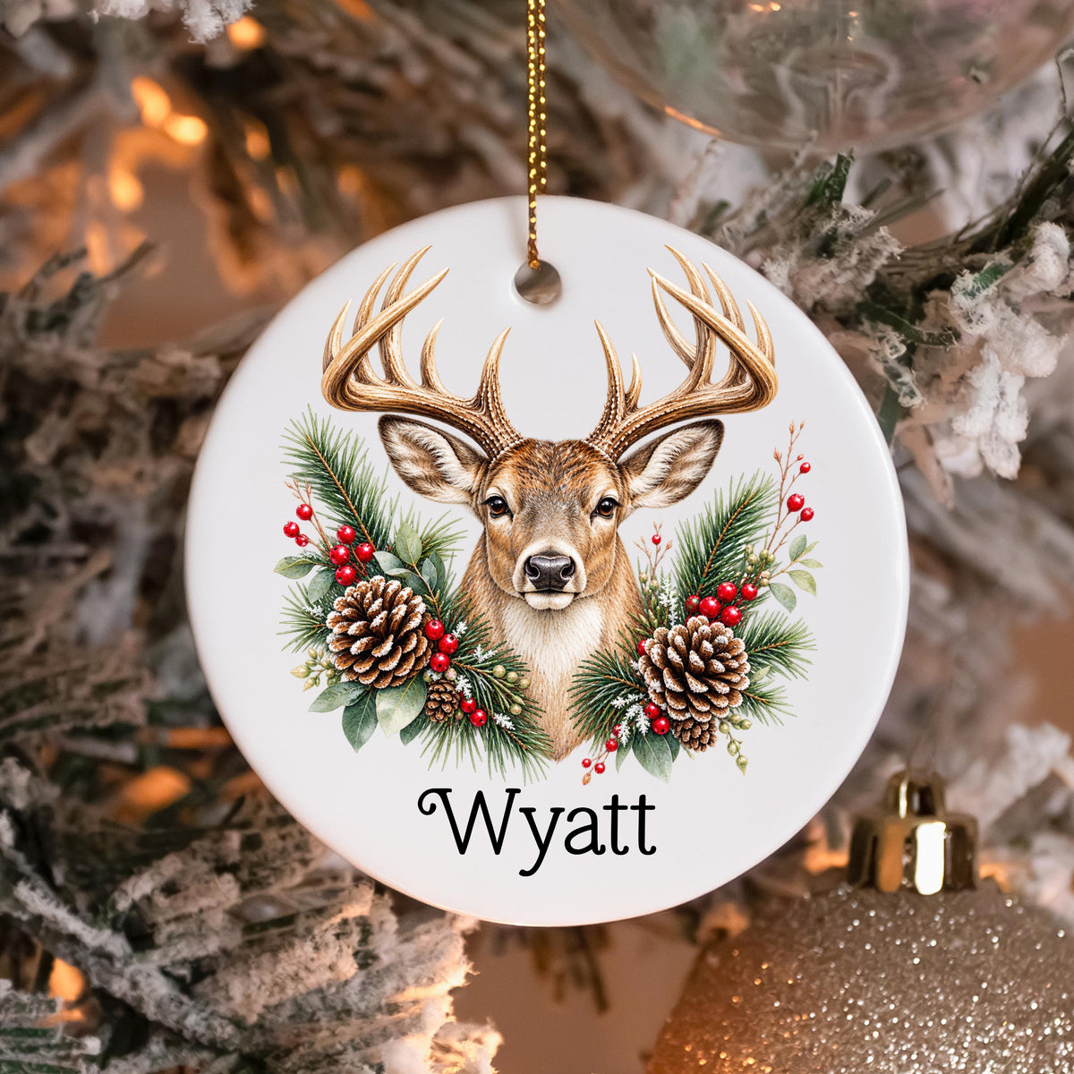Personalized Deer Ornament, Whitetail Buck Christmas Ornament, Custom Name Deer Ornament, Hunter Gift, Outdoorsman Gift, Hunting Keepsake