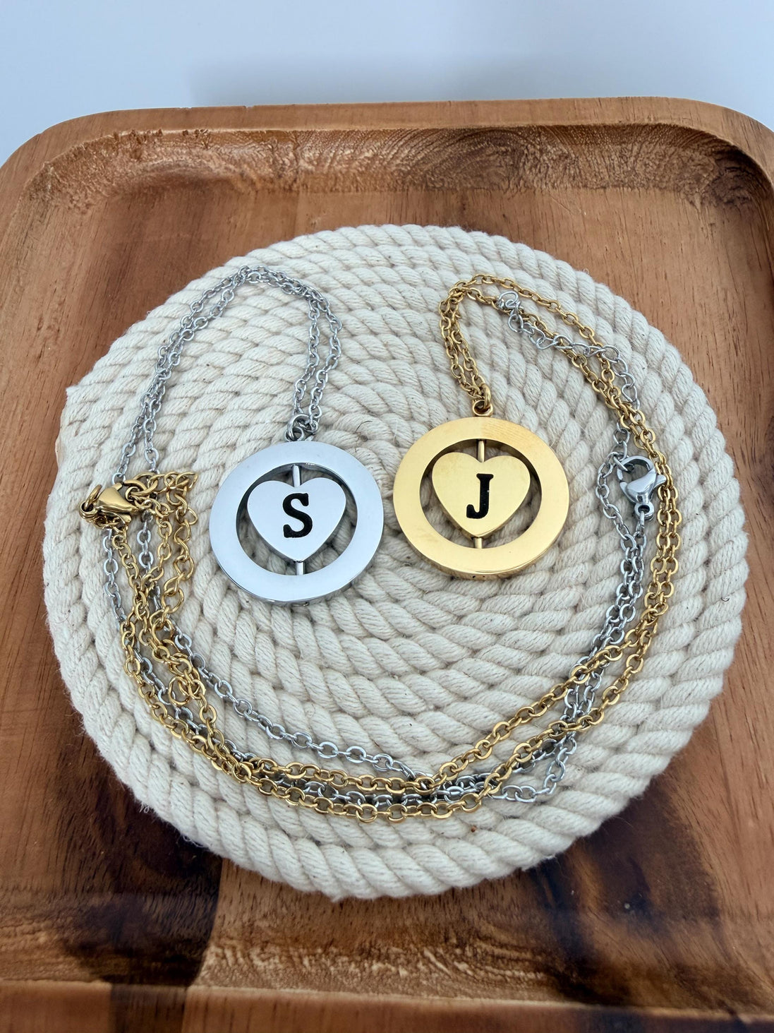 Personalized Spinning Heart Necklace with Two Initials