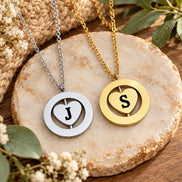 Personalized Spinning Heart Necklace with Two Initials