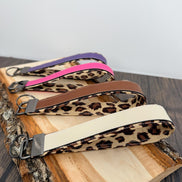 Personalized Leopard Print Wristlet Keychain, Leopard Key Fob, Custom Name Laser Engraved Leatherette Keychain, Gift for Her
