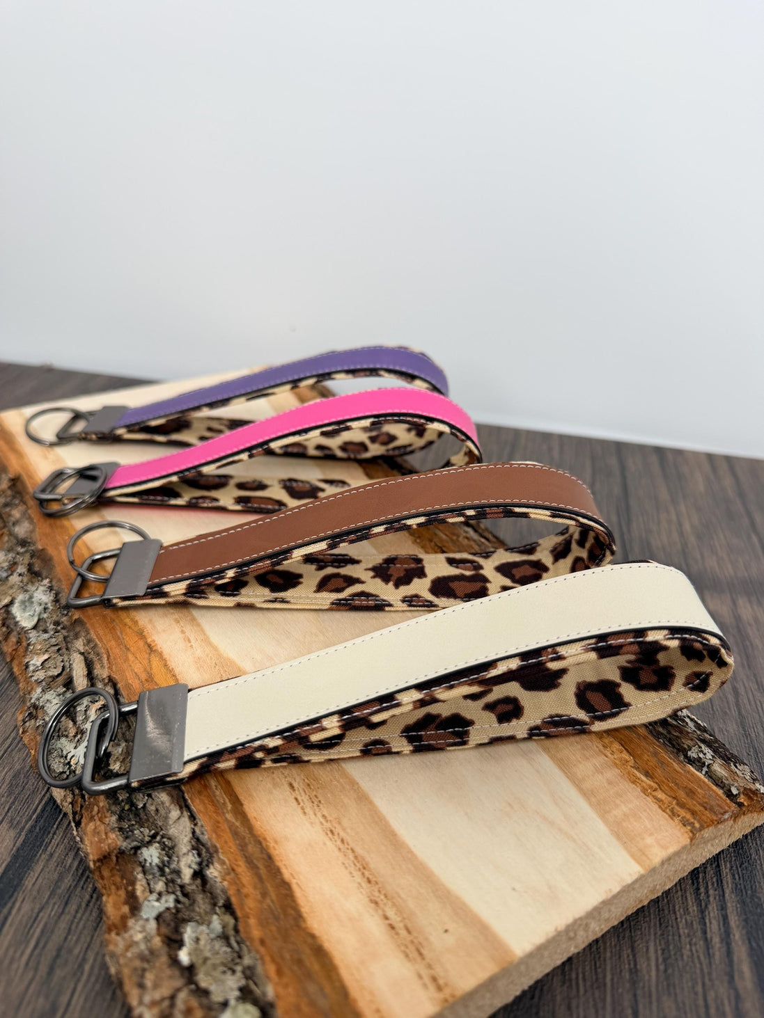 Personalized Leopard Print Wristlet Keychain, Leopard Key Fob, Custom Name Laser Engraved Leatherette Keychain, Gift for Her