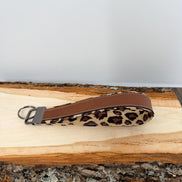 Personalized Leopard Print Wristlet Keychain, Leopard Key Fob, Custom Name Laser Engraved Leatherette Keychain, Gift for Her