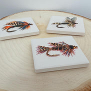 Fly Fishing Fridge Magnets Set of 3, Ceramic Fishing Magnets, Fly Fisherman Gift, Trout Fishing Gift, Fishing Stocking Stuffer