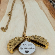 Personalized Sunflower Necklace with Hidden Message