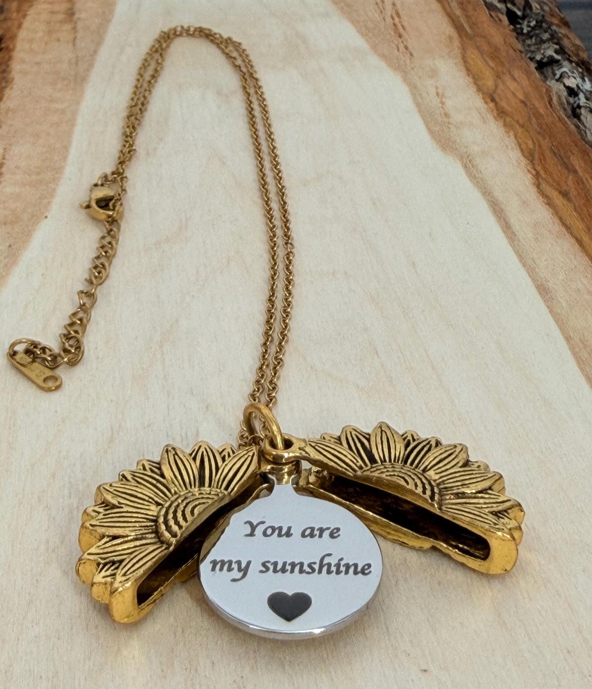 Personalized Sunflower Necklace with Hidden Message