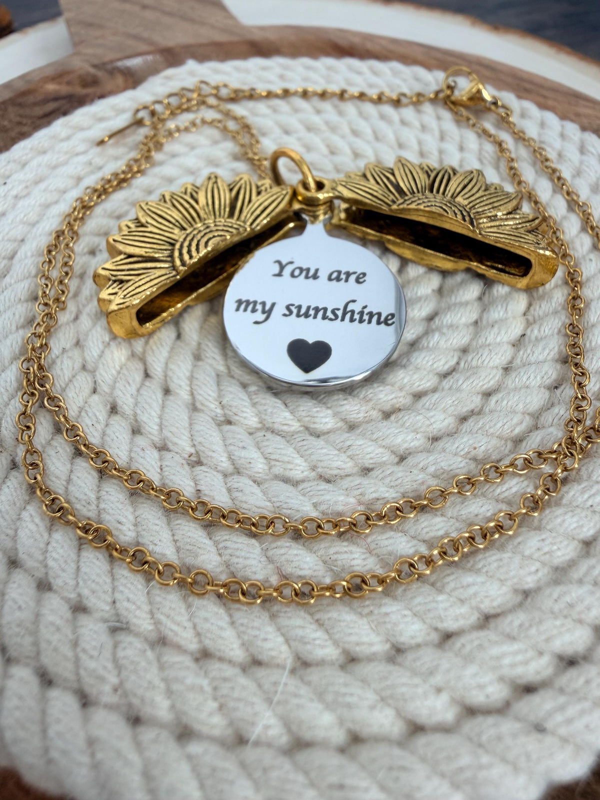 Personalized Sunflower Necklace with Hidden Message