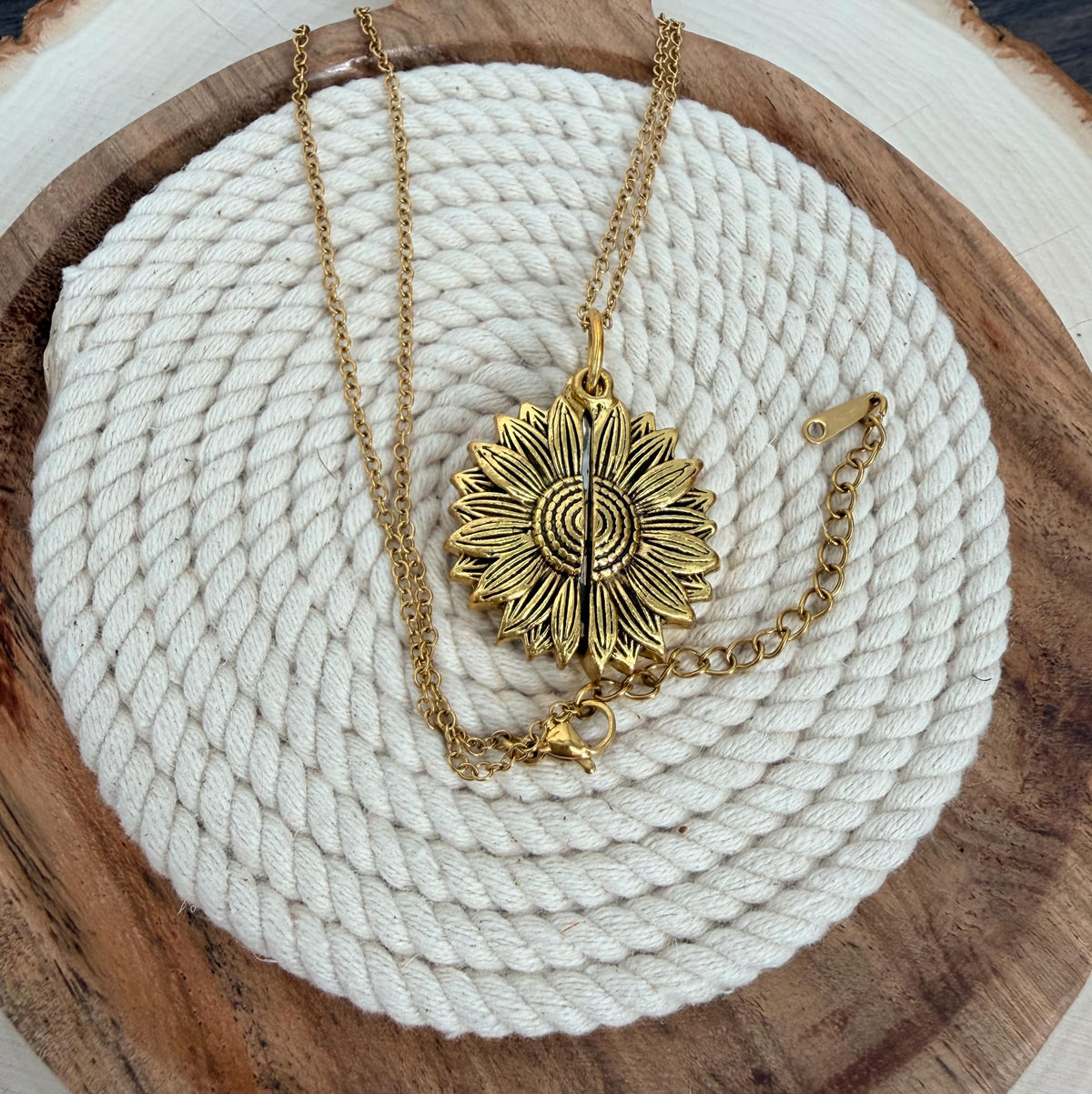 Personalized Sunflower Necklace with Hidden Message