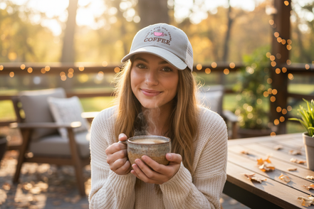 Just A Girl Who Loves Coffee Hat - Text Visible
