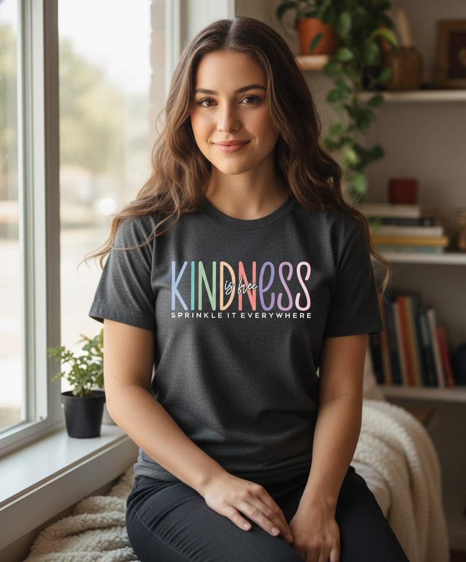 Kindness Is Free T-Shirt in Dark Heather Grey