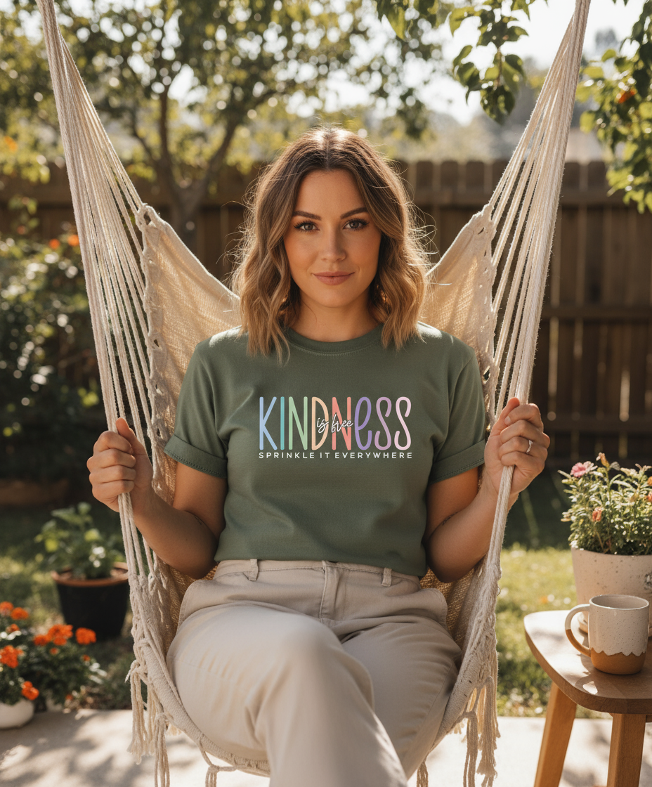 Kindness Is Free T-Shirt in Military Green