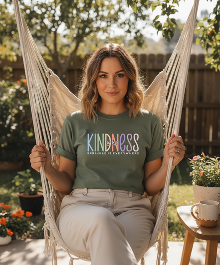 Kindness Is Free T-Shirt in Military Green