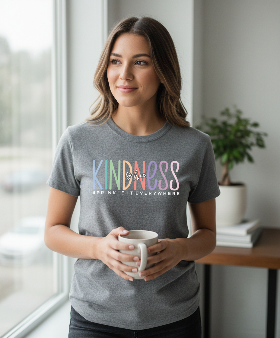 Kindness Is Free T-Shirt in Sports Grey