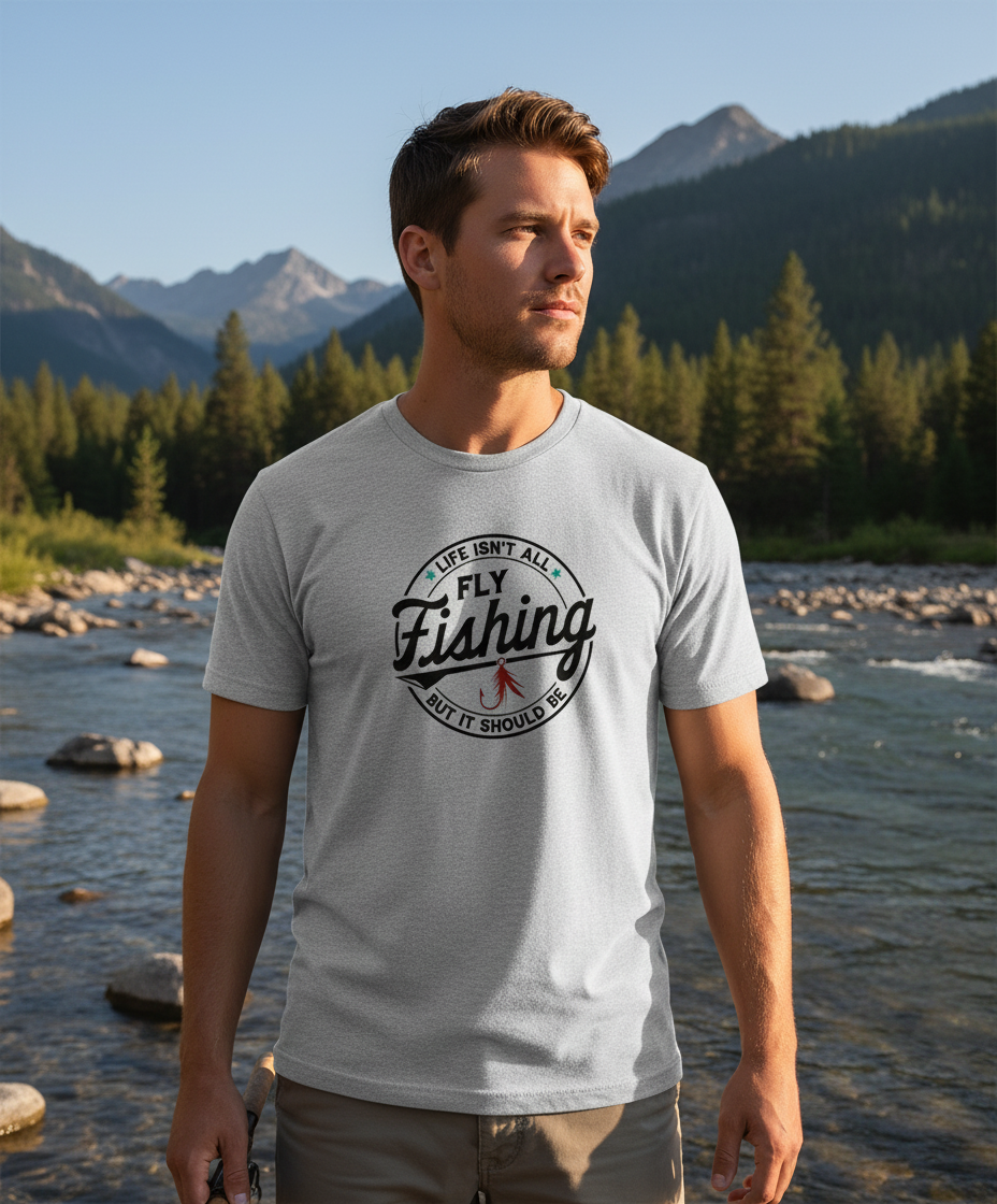 Life Isn't All Fly Fishing shirt in sports grey