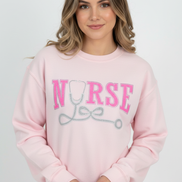 Light Pink embroidered nurse sweatshirt